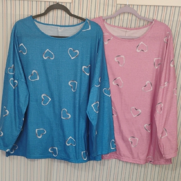 Unknown Tops - Stylish Pink Heart Design Blouse